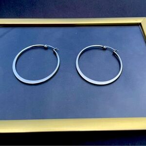 Silver flat hoop earrings